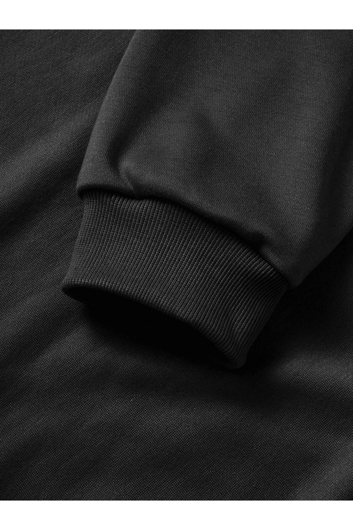 Erkek 10 Kasıma Özel Üç İplik Kapüşonlu Baskılı SweatShirt - Siyah