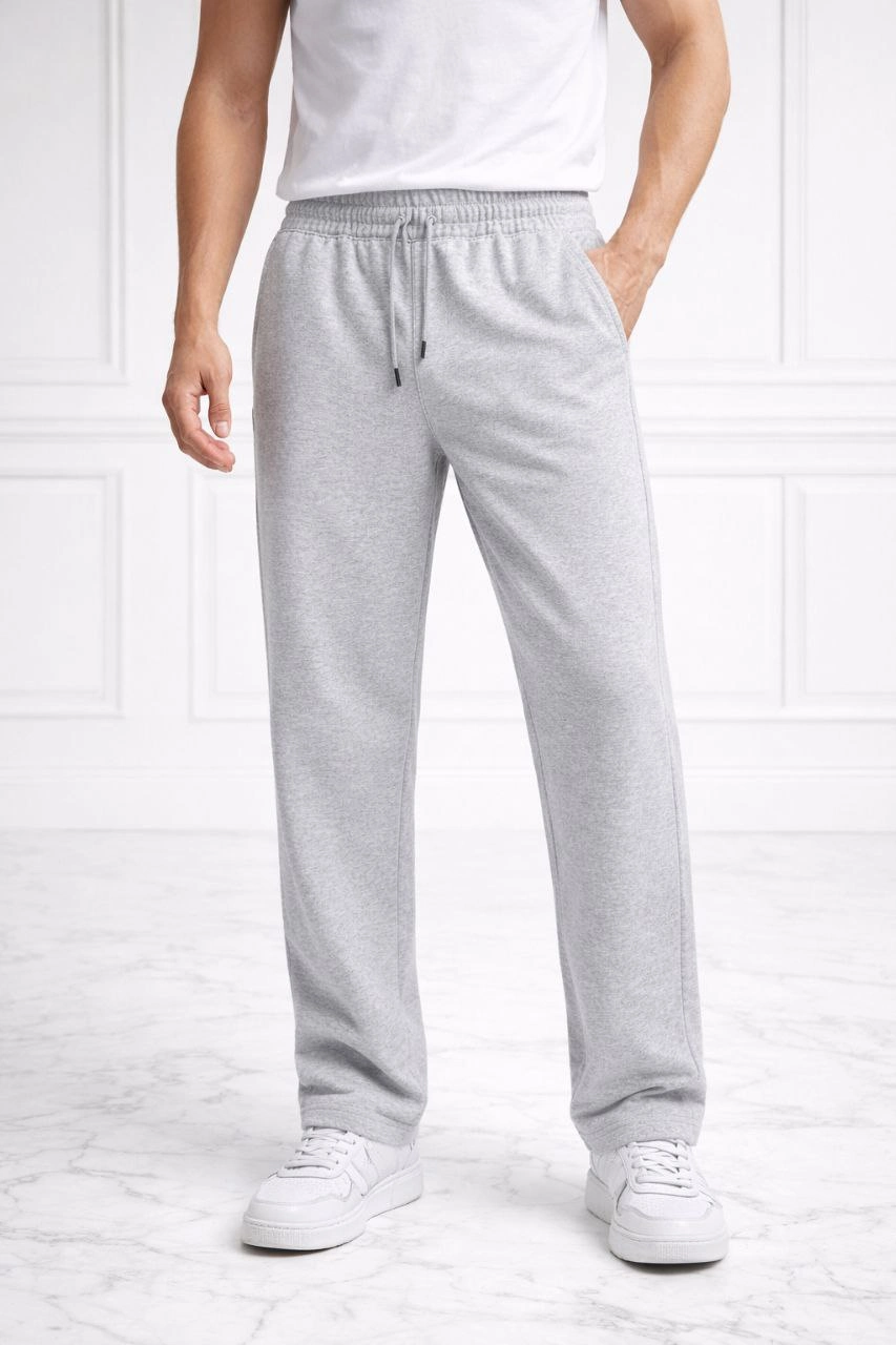 Erkek Düz Paça Beli Lastikli Eşofman Alt Pantalon - Gri