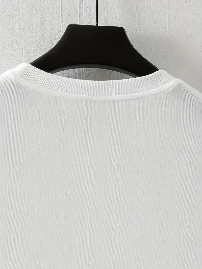 Erkek LB Baskılı Bisiklet Yaka Kısa Kol T-shirt - Beyaz