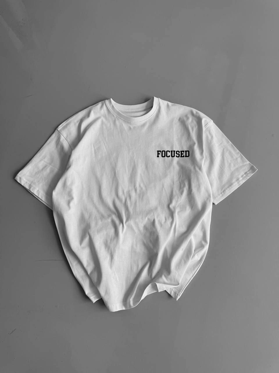 Erkek Penye Compack Baskılı Oversize Bisiklet Yaka Kısa Kol Yazlık T-shirt - Beyaz