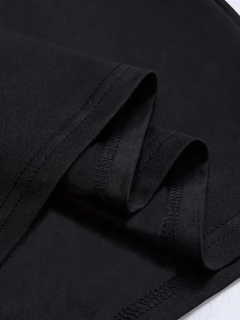 Erkek Baskılı T-Shirt Kısa Kol Bisiklet Yaka Regular Fit Rahat Kalıp Günlük Tişört - Siyah