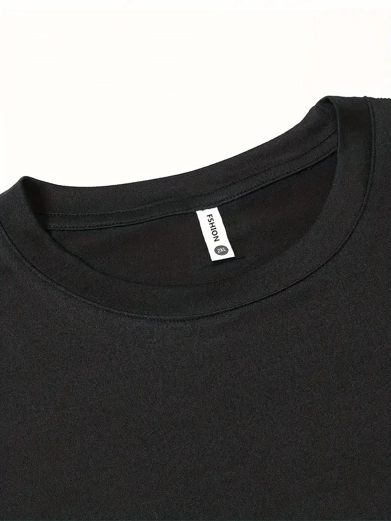 Erkek Baskılı Bisiklet Yaka Kısa Kol T-shirt - Siyah