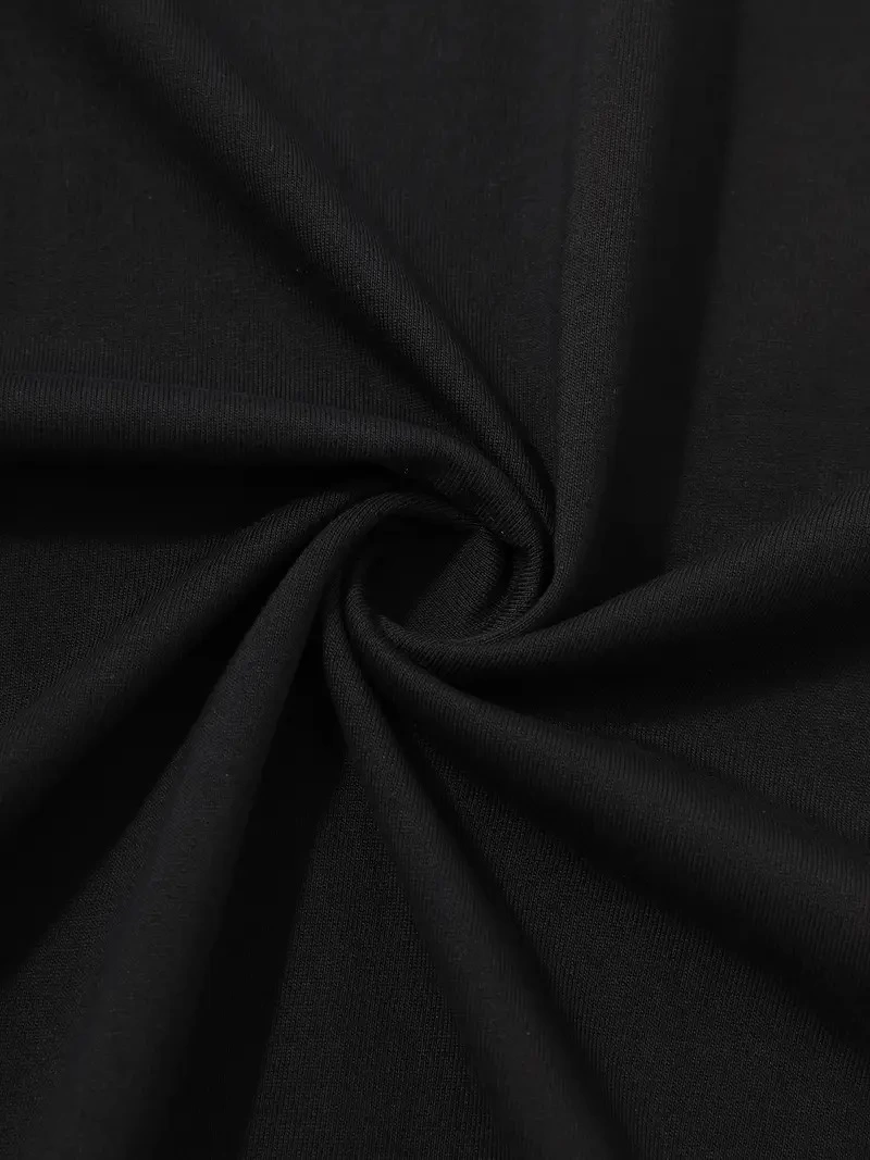 Kadın Baskılı T-Shirt Kısa Kol Bisiklet Yaka Ovarsize Rahat Kalıp Tişört - Siyah