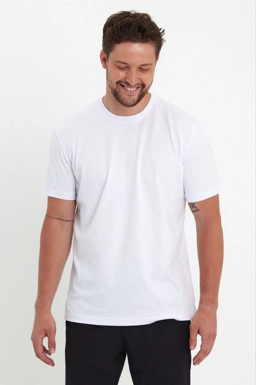 Erkek Düz Kısa kol Penye T-shirt - Beyaz