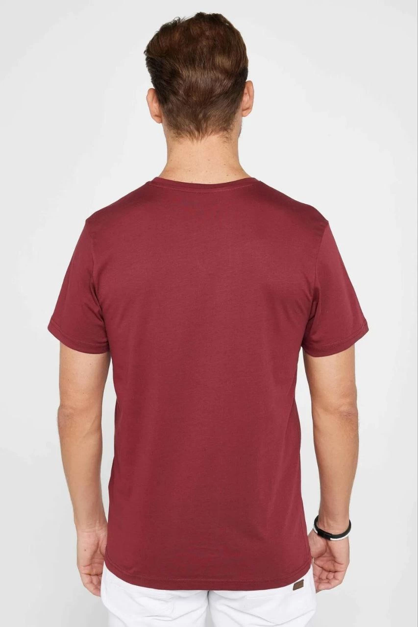 Erkek Düz Kısa kol Penye T-shirt - Bordo