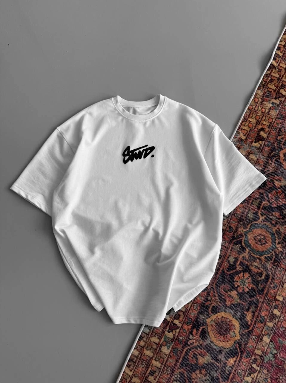 Kadın Baskılı Oversize Kısa kol T-shirt - Beyaz