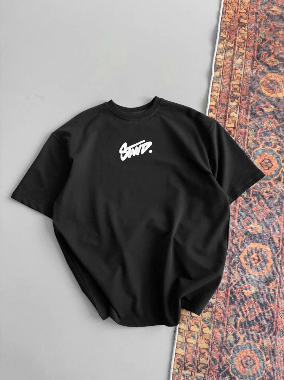 Kadın Baskılı Oversize Kısa kol T-shirt - Siyah