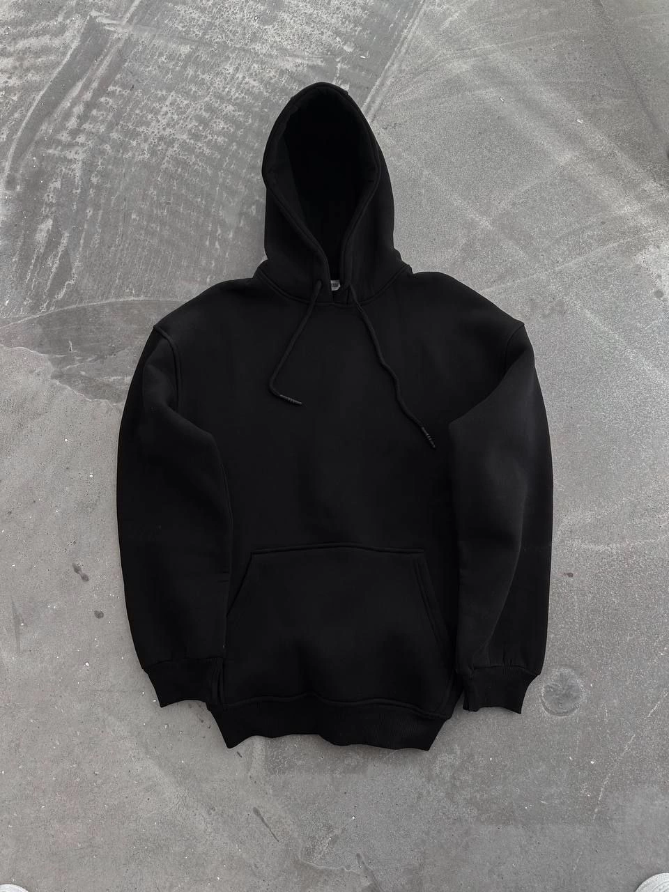 Kadın Kapüşonlu Üç İplik Penye Basic SweatShirt - Siyah