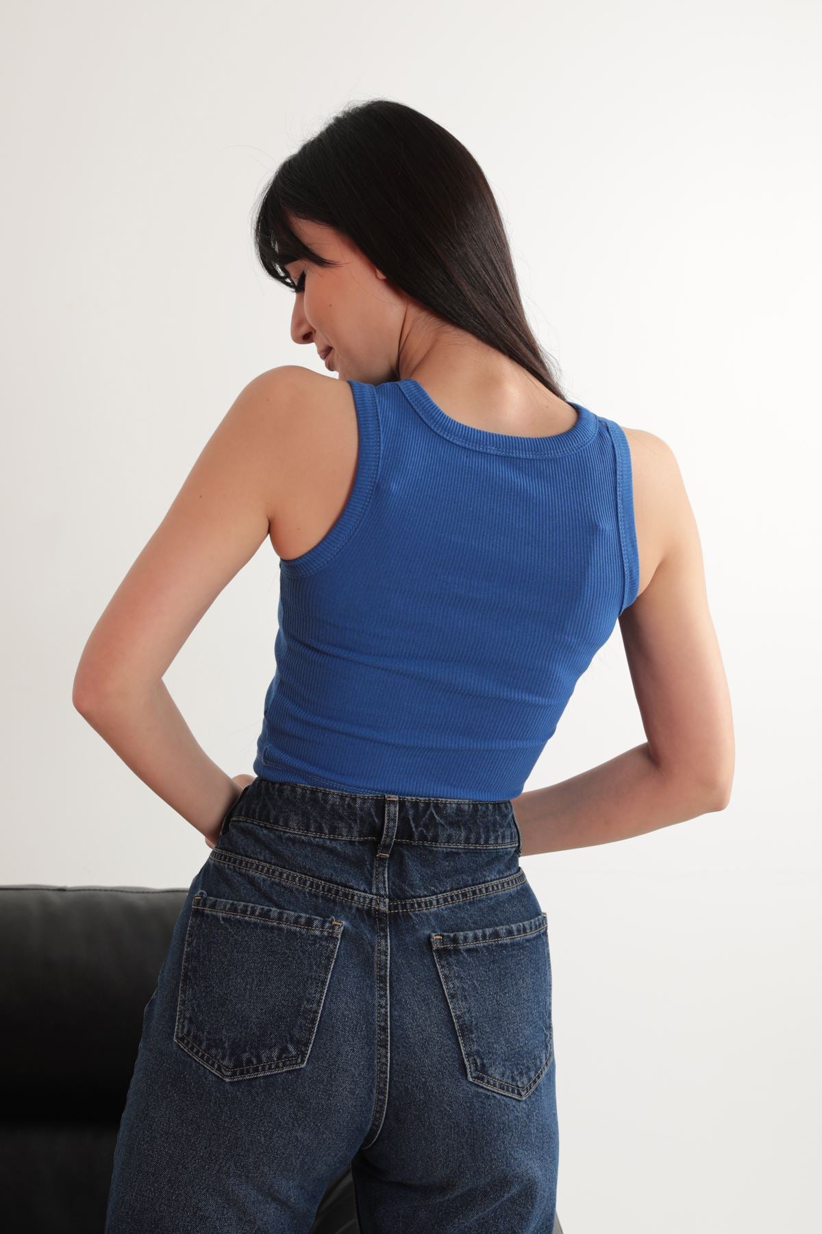 Kaşkorse Kumaş Newyork Nakışlı Kadın Crop-Saks