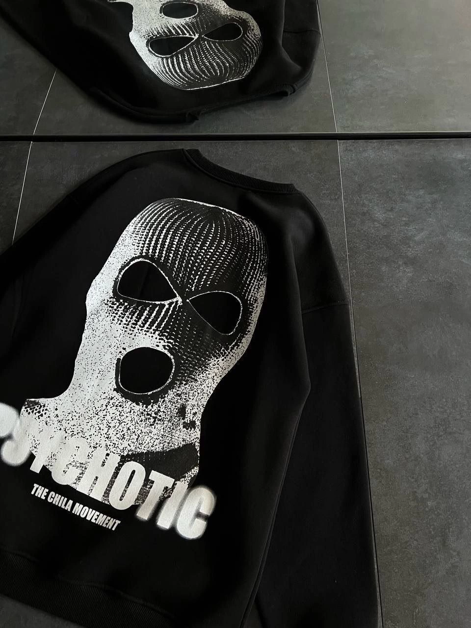 Kadın üç iplik Kışlık Bisiklet Yaka Baskılı SweatShirt - Siyah