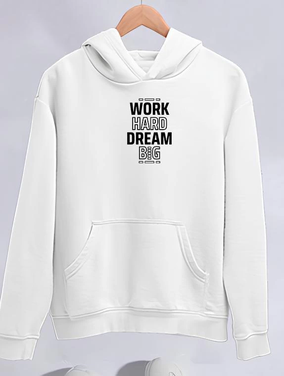 Kadın Kışlık Üç İplik Pamuklu Kapüşonlu SweatShirt - Beyaz
