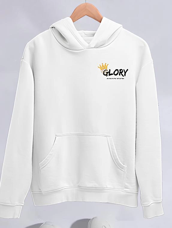 Kadın Kışlık Üç İplik Pamuklu Kapüşonlu SweatShirt - Beyaz