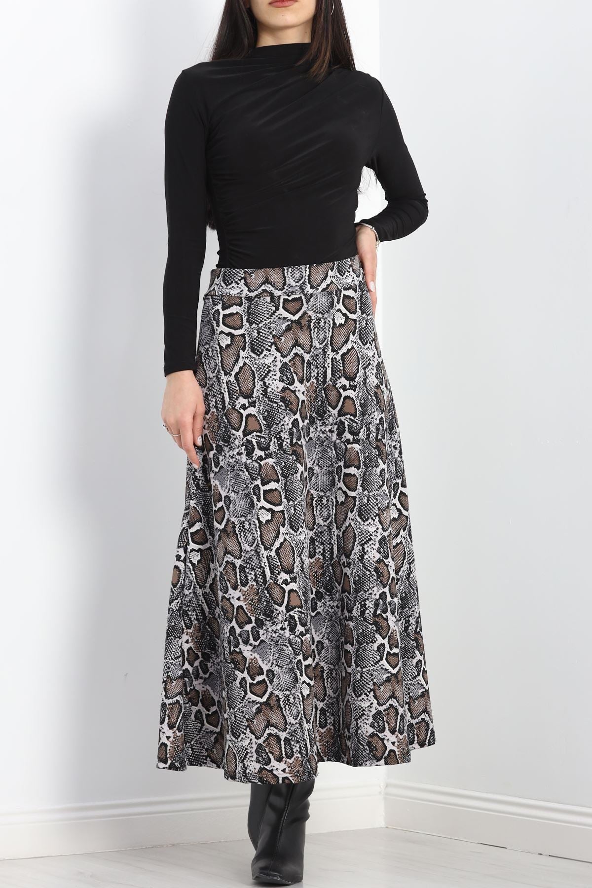 Krep Kumaş Desenli Etek Yılan - 20565.1355.