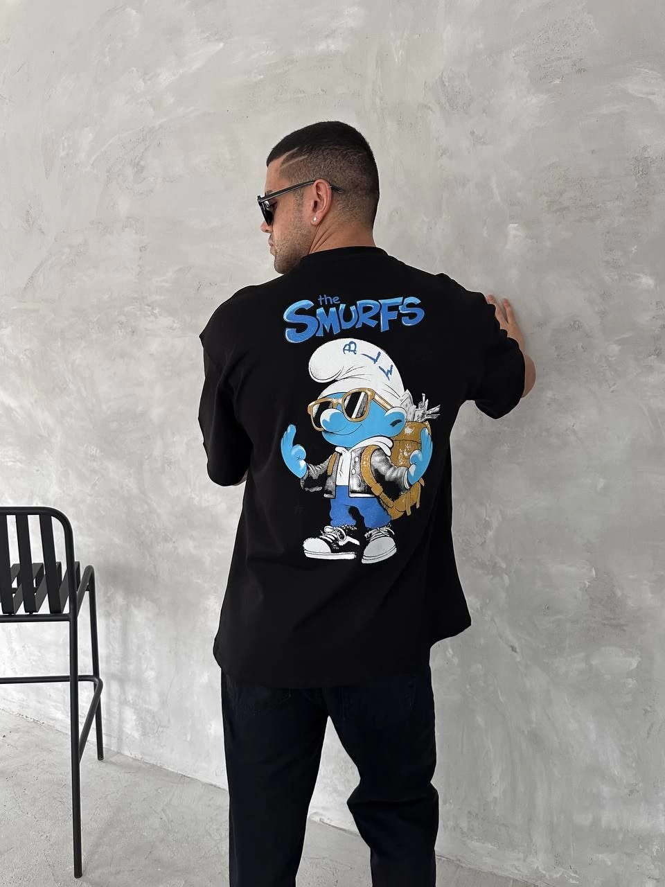 Erkek Baskılı T-Shirt Kısa Kol Bisiklet Yaka Regular Fit Rahat Kalıp Günlük Tişört - Siyah