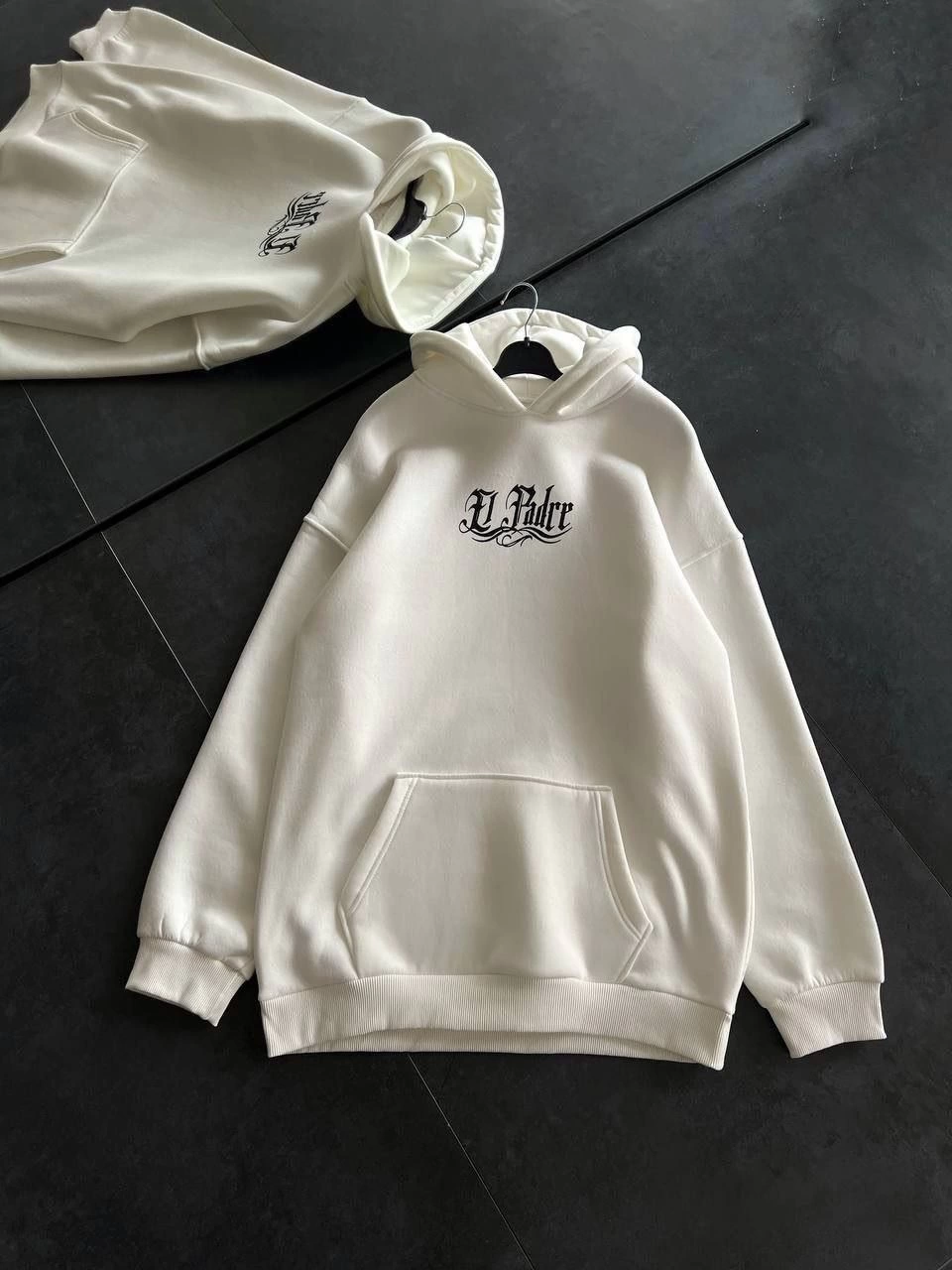 Kadın Üç İplik Penye Uzun Kol Kapüşonlu Baskılı SweatShirt - Beyaz