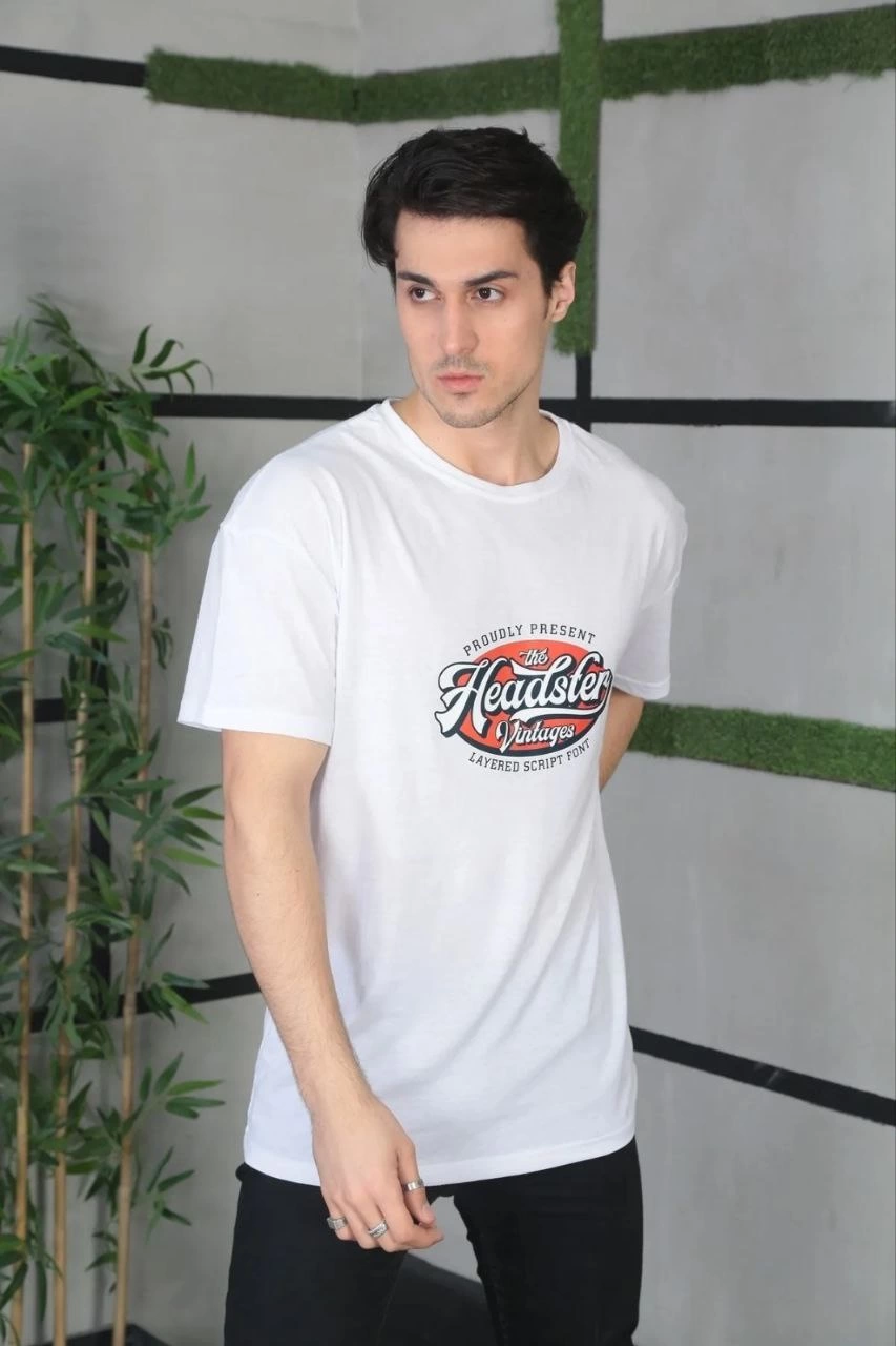 ERKEK Baskılı Oversize T-Shirt - Beyaz