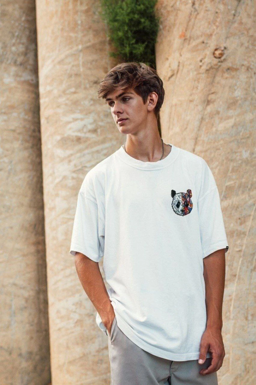 Erkek Baskılı T-Shirt Kısa Kol Bisiklet Yaka Regular Fit Rahat Kalıp Tişört - Beyaz