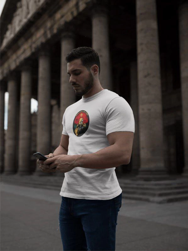 ERKEK Bisiklet Yaka Baskılı Kısa kol T-Shirt - Beyaz