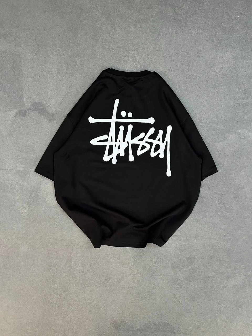 ERKEK Bisiklet Yaka Baskılı Ovarsize Kısa kol T-Shirt - Siyah