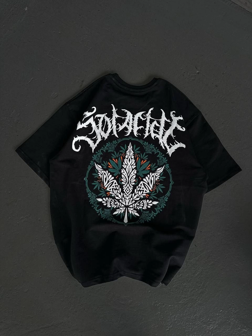 Kadın Baskılı T-Shirt Kısa Kol Bisiklet Yaka Oversize Rahat Kalıp Günlük Tişört - Siyah