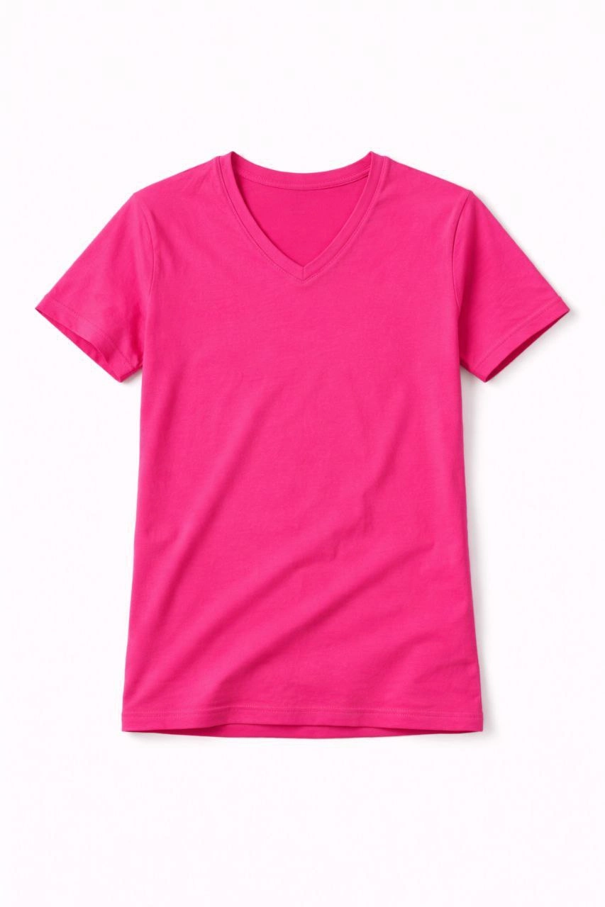 Genç Kız Çocuk V Yaka Tişört Model - Pembe
