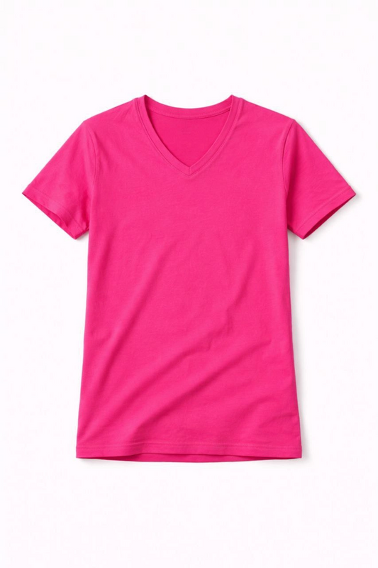 Genç Kız Çocuk V Yaka Tişört Model - Pembe