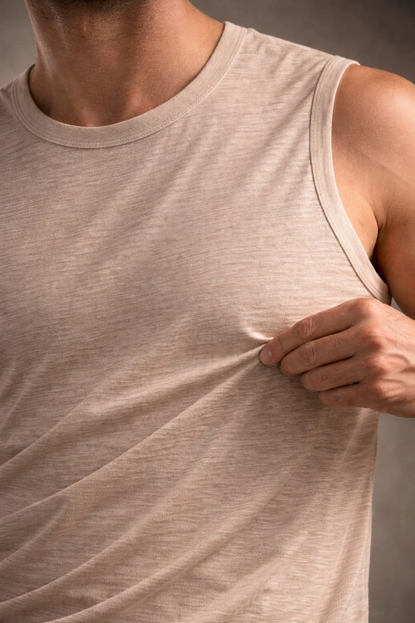 Erkek Flamlı Sıfır Kolsuz Atlet ve Fitness - Taş