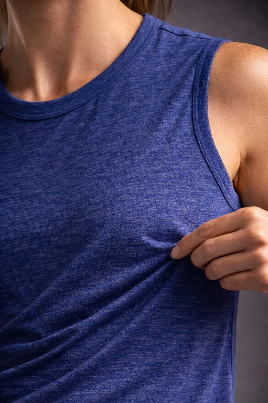 Kadın Flamlı Kumaş Sıfır Kolsuz Atlet Basic Spor Üst, Günlük ve Fitness Kullanımına Uygun - İndigo