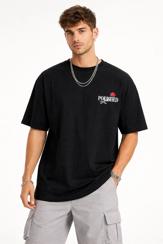 Erkek Bisiklet Yaka Baskılı  Kısa Kollu Tişört Streetwear Günlük Basic Pamuklu T-shirt - Siyah