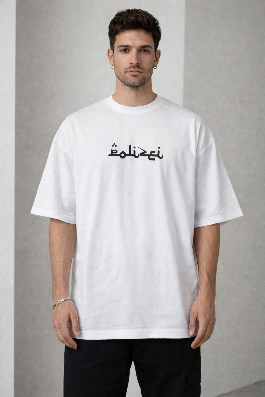 Erkek Bisiklet Yaka Baskılı Kısa Kollu Tişört Streetwear Günlük Basic Pamuklu T-shirt - Beyaz