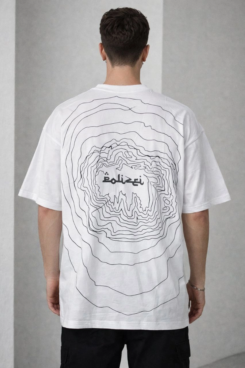 Erkek Bisiklet Yaka Baskılı Kısa Kollu Tişört Streetwear Günlük Basic Pamuklu T-shirt - Beyaz