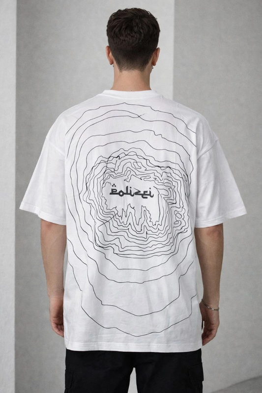 Erkek Bisiklet Yaka Baskılı Kısa Kollu Tişört Streetwear Günlük Basic Pamuklu T-shirt - Beyaz