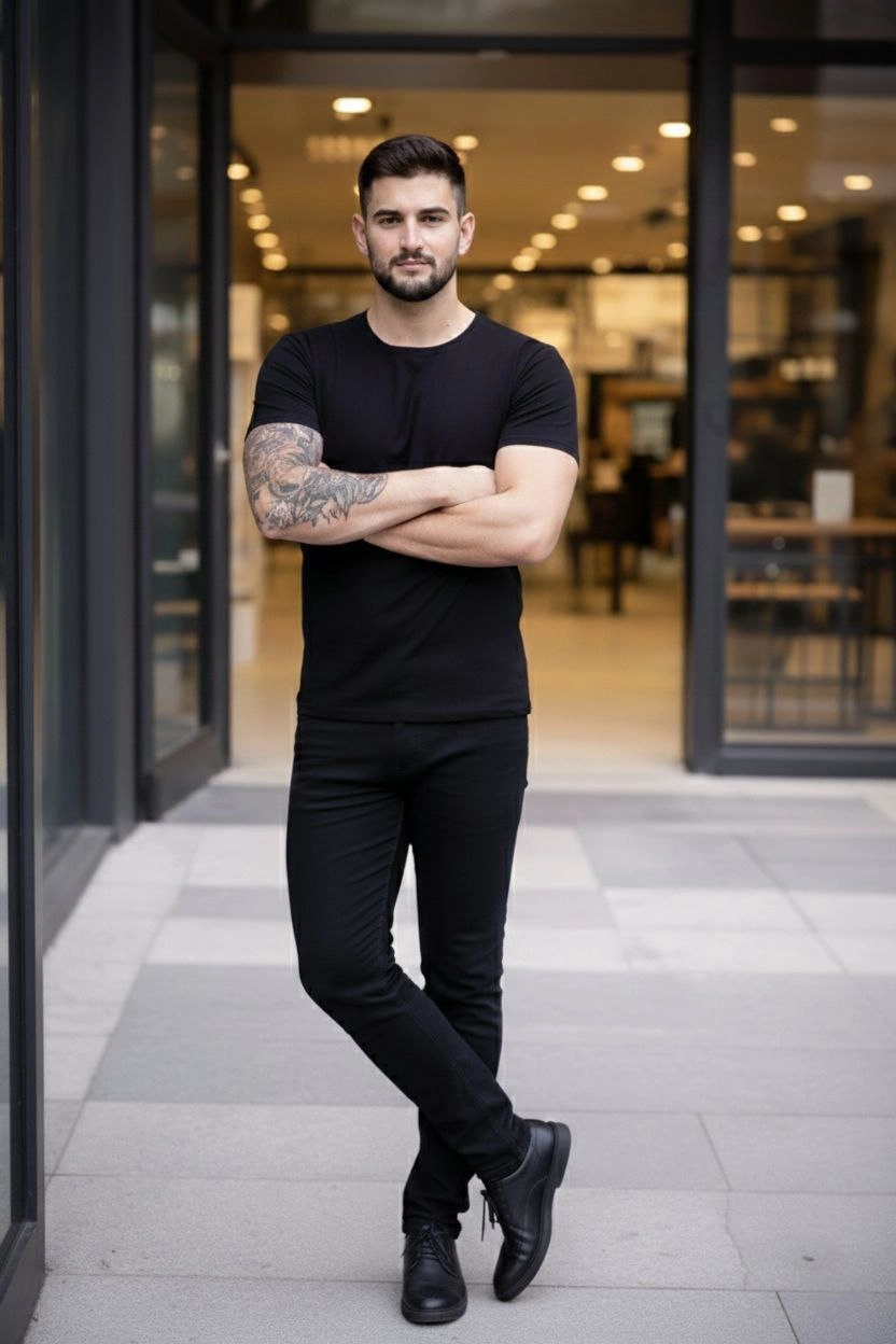 Erkek 2'li Bisiklet Yaka Tişört - Kısa Kollu Yazlık Slim Fit Body - Siyah & Bordo