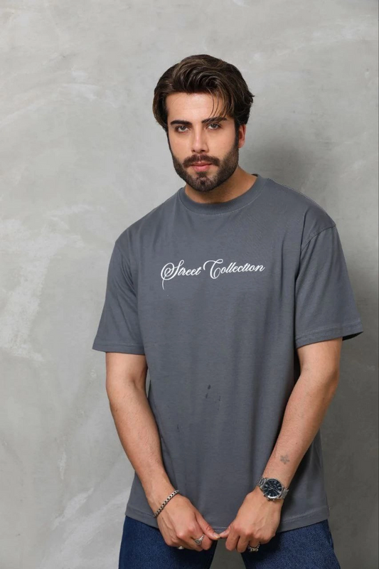 Erkek Baskılı T-Shirt Kısa Kol Bisiklet Yaka Regular Fit Rahat Kalıp Günlük Tişört - Füme