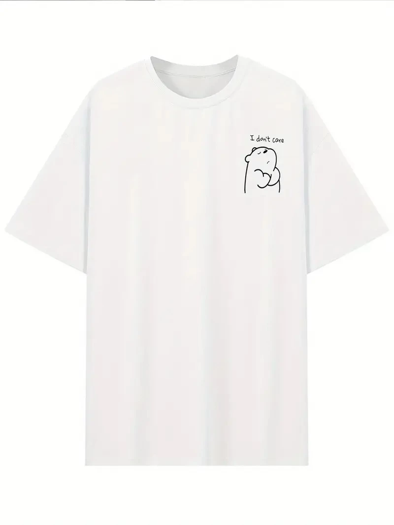 Kadın T-Shirt Kısa Kollu, "Umrumda Değil" Baskılı tişort - Beyaz