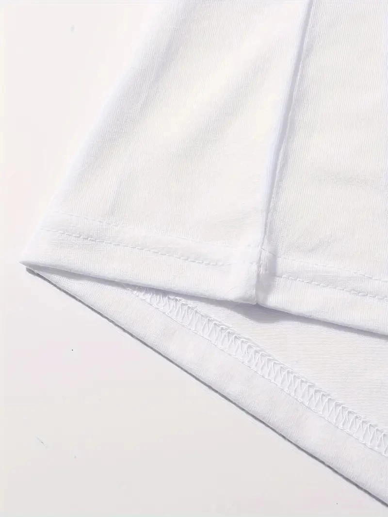 Kadın Kahve Desen Baskılı Tişort Kısa Kol Bisiklet Yaka Ovarsize T-Shirt -  Beyaz