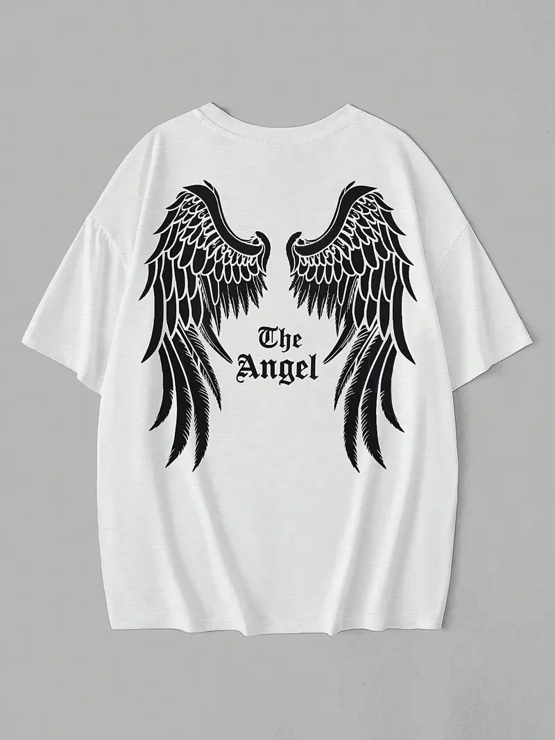 Kadın Penye Compack Dark Angel Baskılı Kısa Kol Yazlık T-shirt- Beyaz