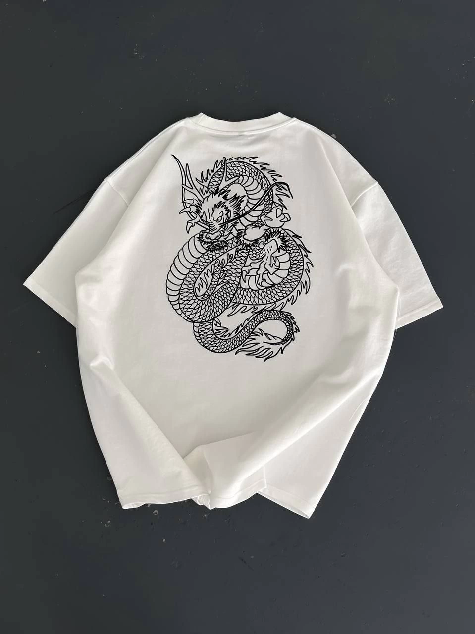 Erkek Baskılı Oversize Bisiklet Yaka  Kısa kol T-shirt - Beyaz
