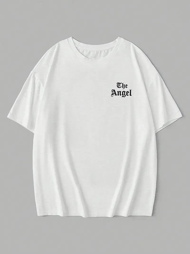 Kadın Penye Compack Dark Angel Baskılı Kısa Kol Yazlık T-shirt- Beyaz