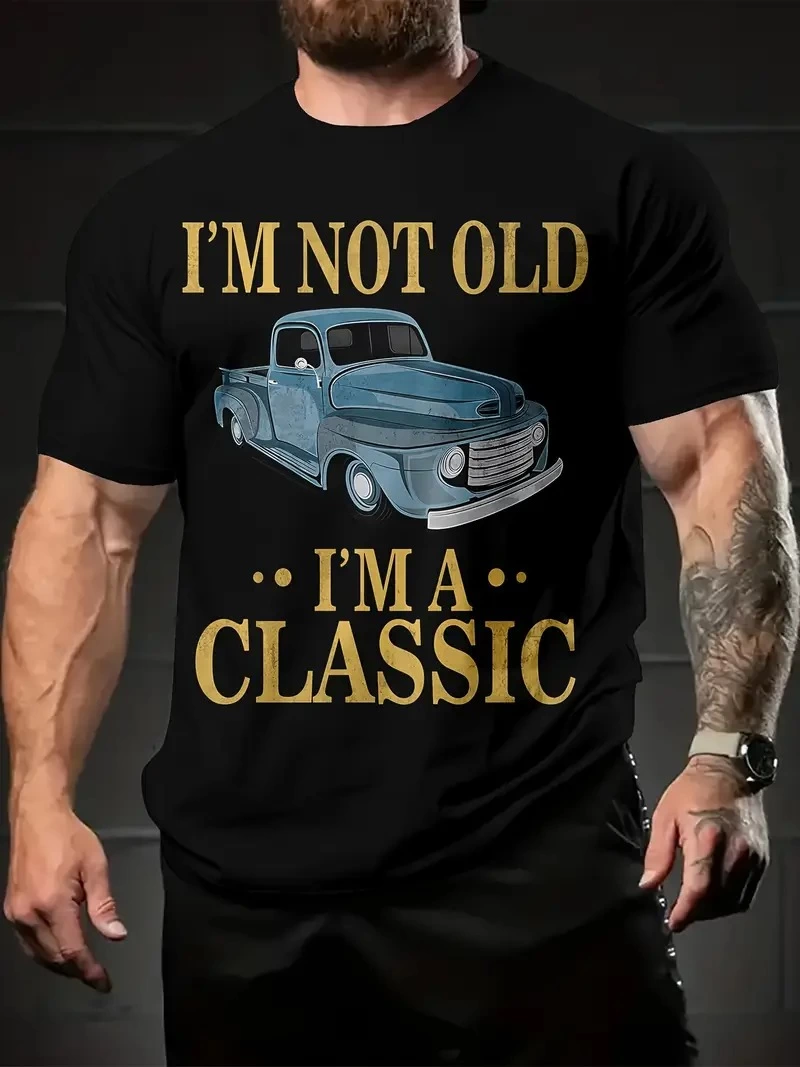 Erkek Araba Baskılı Kısa kol t-shirt - Siyah