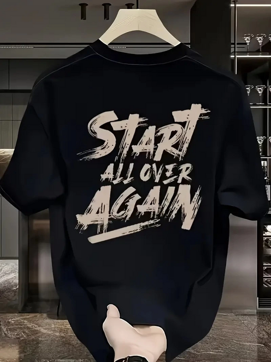 Erkek Baskılı T-Shirt Kısa Kol Bisiklet Yaka Regular Fit Rahat Kalıp Tişört -  Siyah