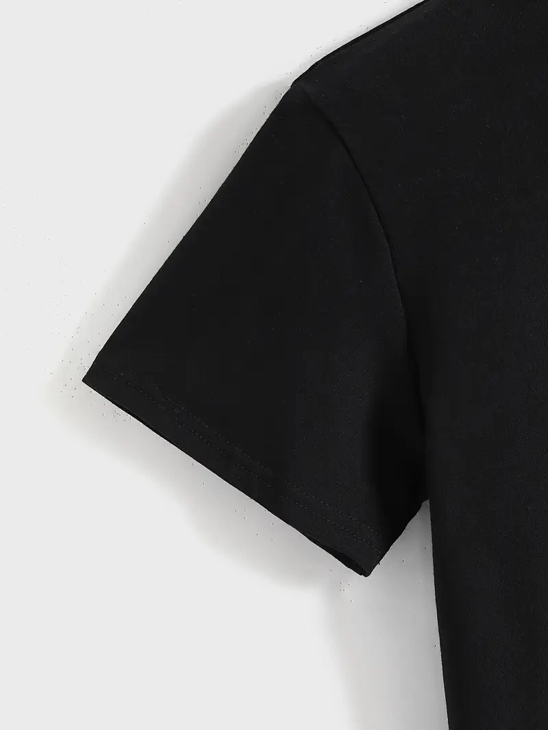 Kadın Penye Compack Baskılı Kısa Kol Bisiklet Yaka T-shirt - Siyah