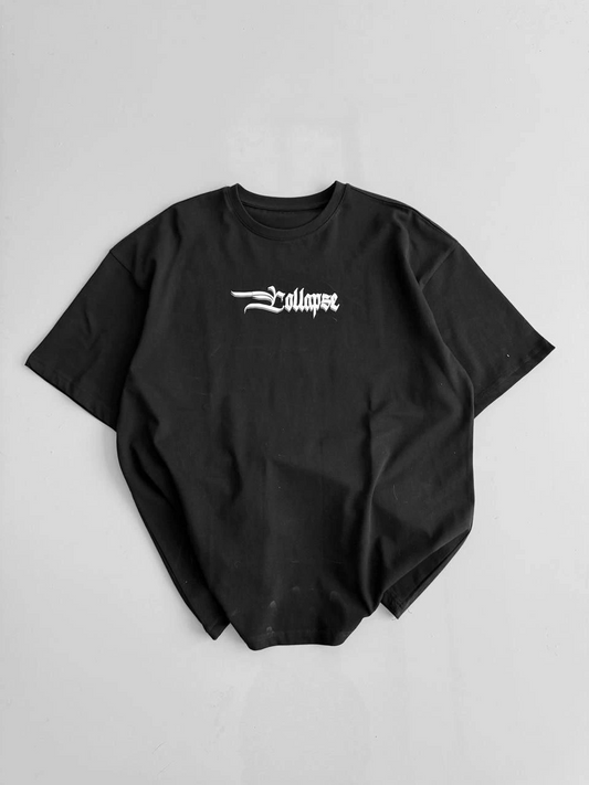 Erkek Penye Compack Baskılı Bisiklet Yaka Kısa Kol Yazlık T-shirt - Siyah