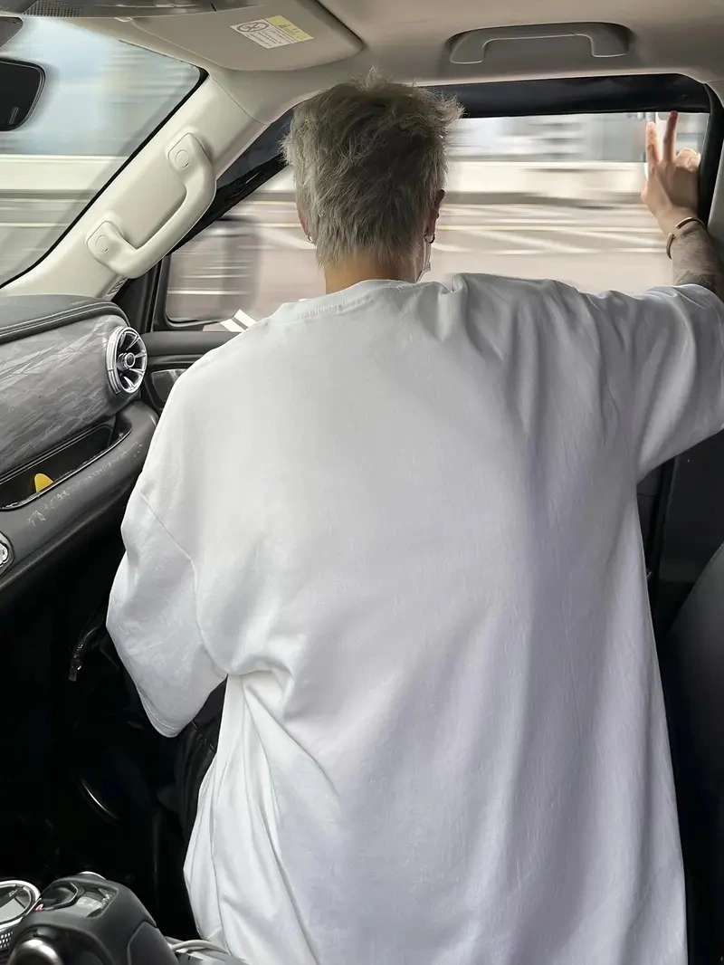 Erkek Baskılı Tişort Kısa Kol Bisiklet Yaka Ovarsize T-Shirt -  Beyaz