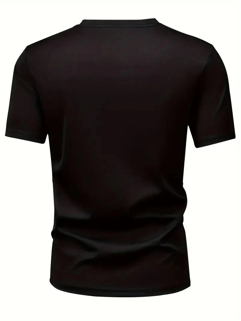 Erkek Baskılı Bisiklet Yaka Kısa Kol T-shirt - Siyah