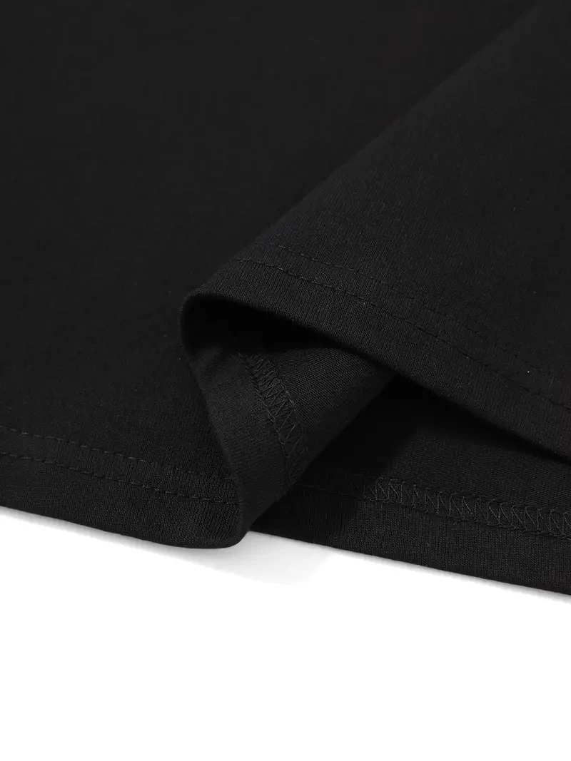 Erkek Palmiye Baskılı Bisiklet Yaka Kısa Kol Yazlık T-shirt - Siyah
