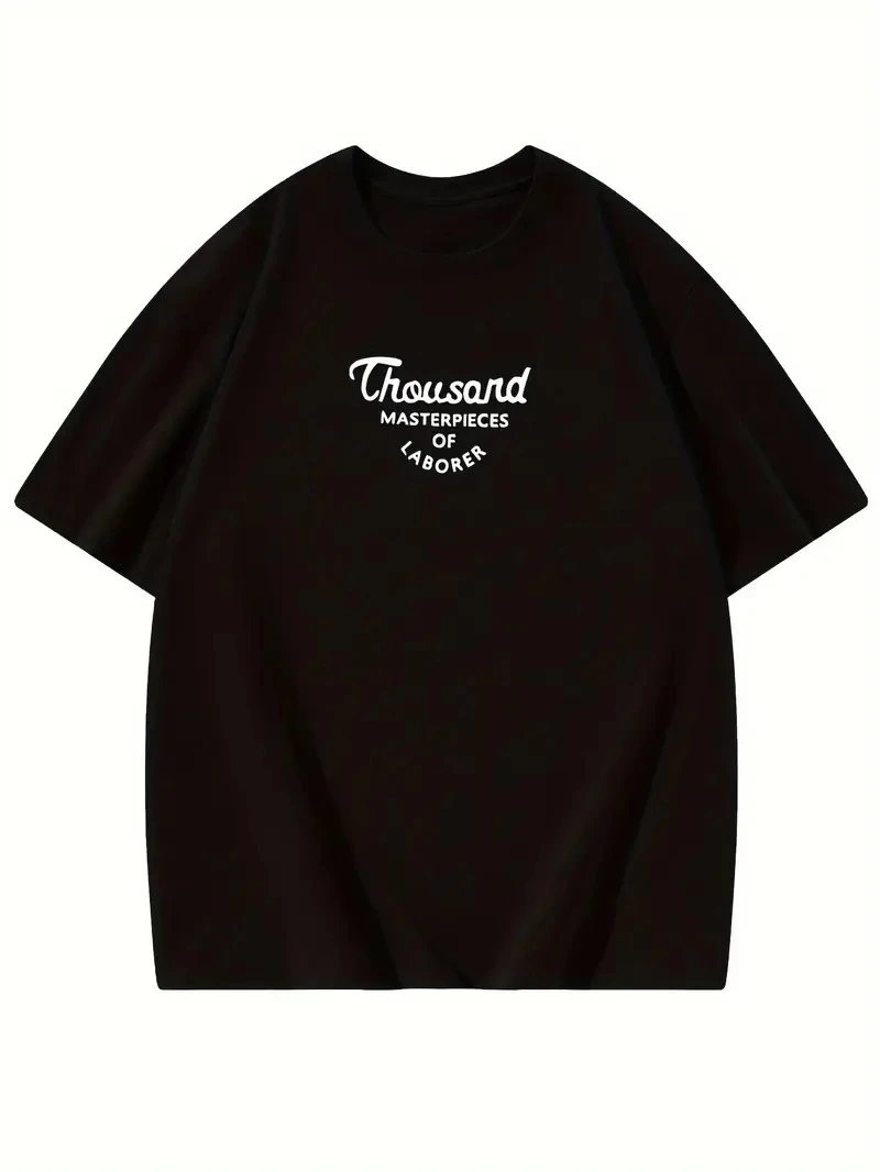 Kadın Thousand Baskılı Oversize Bisiklet Yaka T-shirt - Siyah