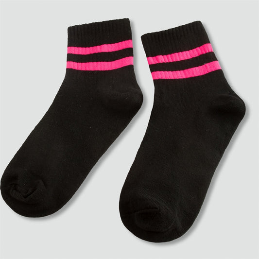 Çizgili Kolej Çorap 8*28 - Siyah