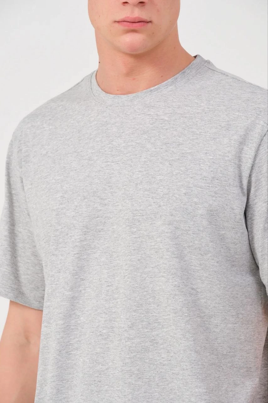 Erkek Düz  Kısa kol Penye T-shirt - Gri