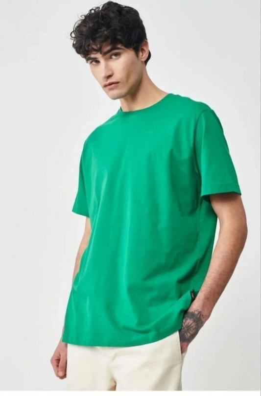 Erkek Düz  Kısa kol  Penye T-shirt- Yeşil